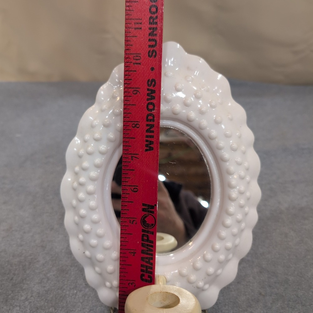 White‎ Hobnail Oval Vanity Mirror With Candle Holder Sconce Wall Mount - Picture 2 of 3